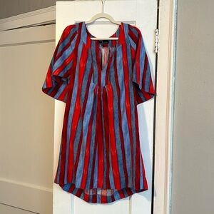 Pomander Place Painterly Stripe Finley Flutter Sleeve Dress- size M